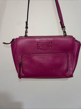 kate spade Magenta Pebbled Leather Crossbody Bag